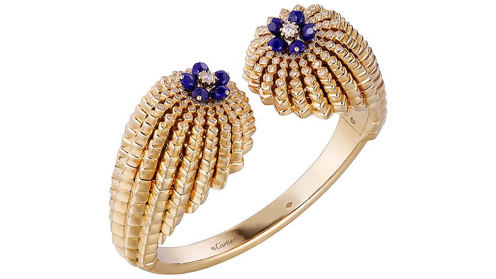 Cartier, браслет Cactus, желтое золото, ляпис-лазурь, бриллианты