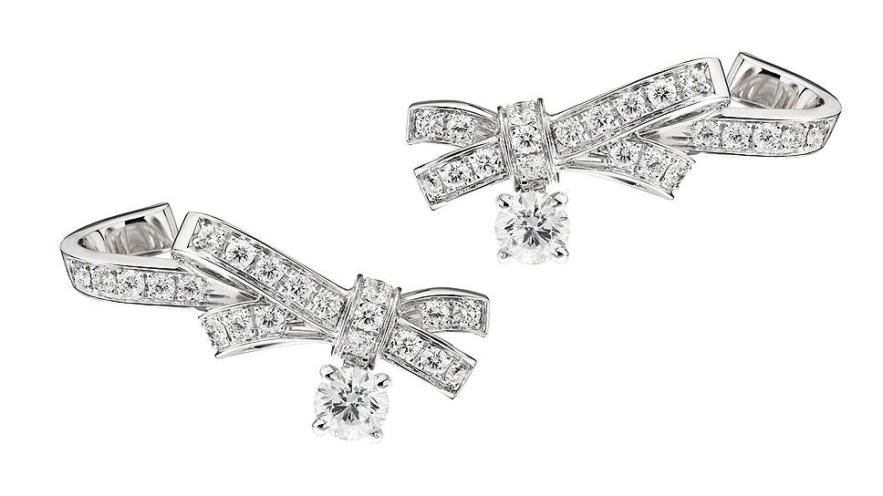 Chanel, серьги Ruban, белое золото, бриллианты