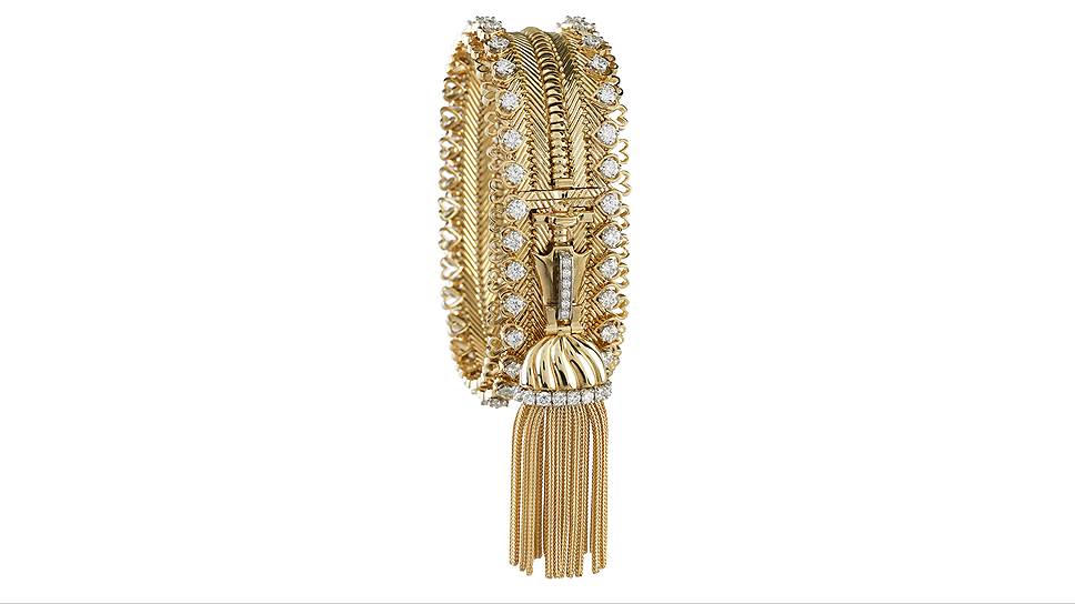 Браслет Zip, желтое золото, бриллианты, Van Cleef & Arpels, 1950 год
