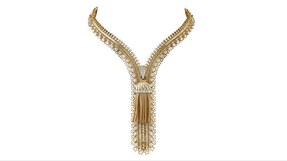 Колье Zip, желтое золото, бриллианты, Van Cleef & Arpels, 1950 год