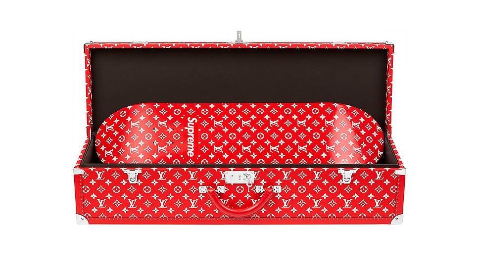 Оригинальная "подделка" Supreme под Louis Vuitton (снизу) и результат официального сотрудничества (сверху)