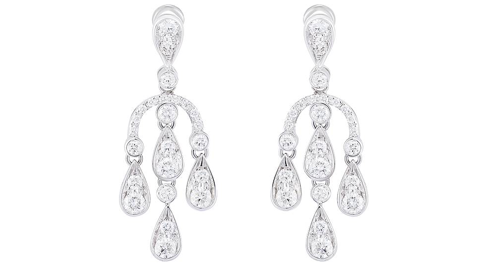 Серьги Classic, белое золото, бриллианты