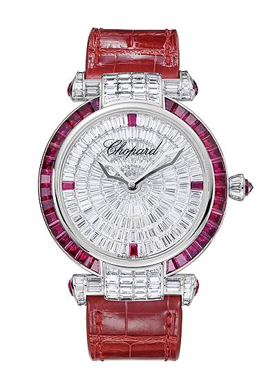 Chopard, часы Imperiale, белое золото, рубины, бриллианты, 40 мм, кварцевый или автоматический механизм