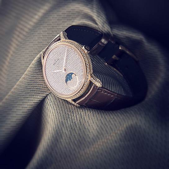 Elite Lady Moonphase, розовое золото, перламутр, бриллианты