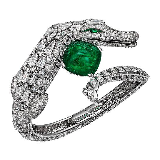 Браслет Resonances de Cartier, платина, замбийский изумруд (19,03 карата), бриллианты