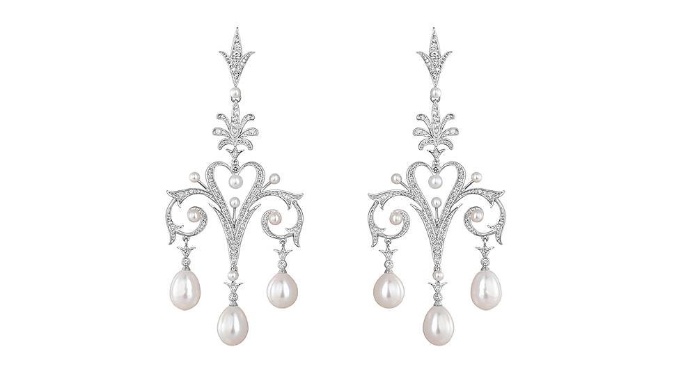Axenoff Jewellery, серьги Anastasia, белое золото, жемчуг, бриллианты