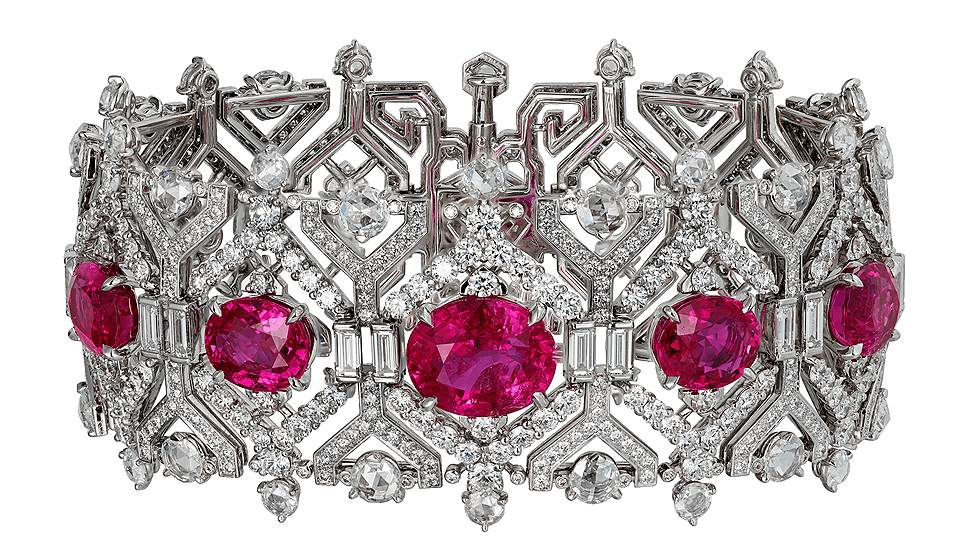 Cartier, браслет Resonances de Cartier, платина, рубины, бриллианты