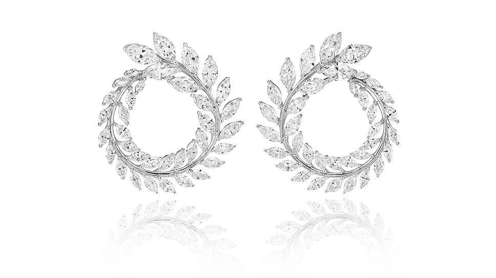 Серьги Chopard Green Carpet, белое золото сертификации Fairmined, бриллианты огранки "маркиз"