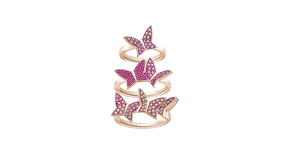 Комплект колец Lilia, Swarovski, покрытие — розовое золото