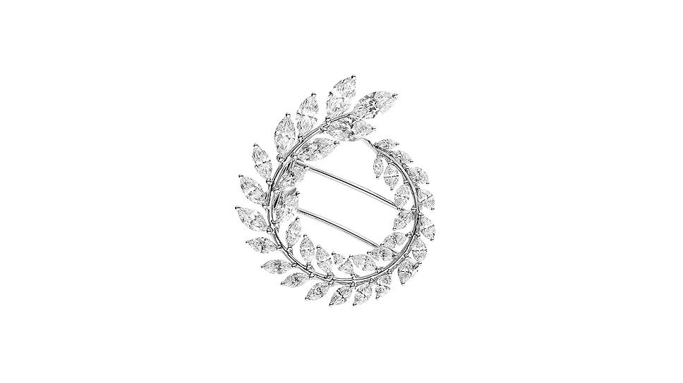 Брошь Chopard Green Carpet, белое золото сертификации Fairmined, бриллианты огранки "маркиз" (5,59 карата)