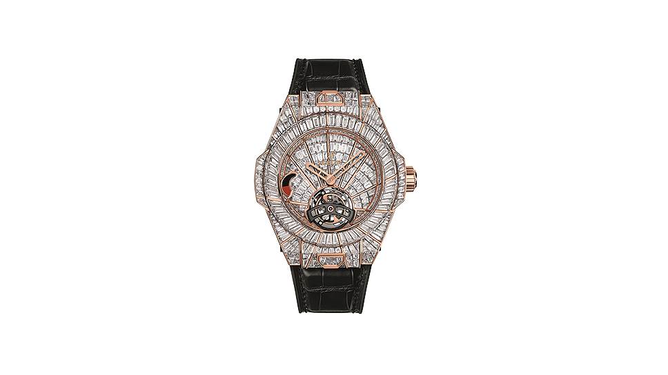 Big Bang Tourbillon High Jewellery, золото King Gold, бриллианты, 45 мм, мануфактурный механизм HUB6016 c ручным подзаводом