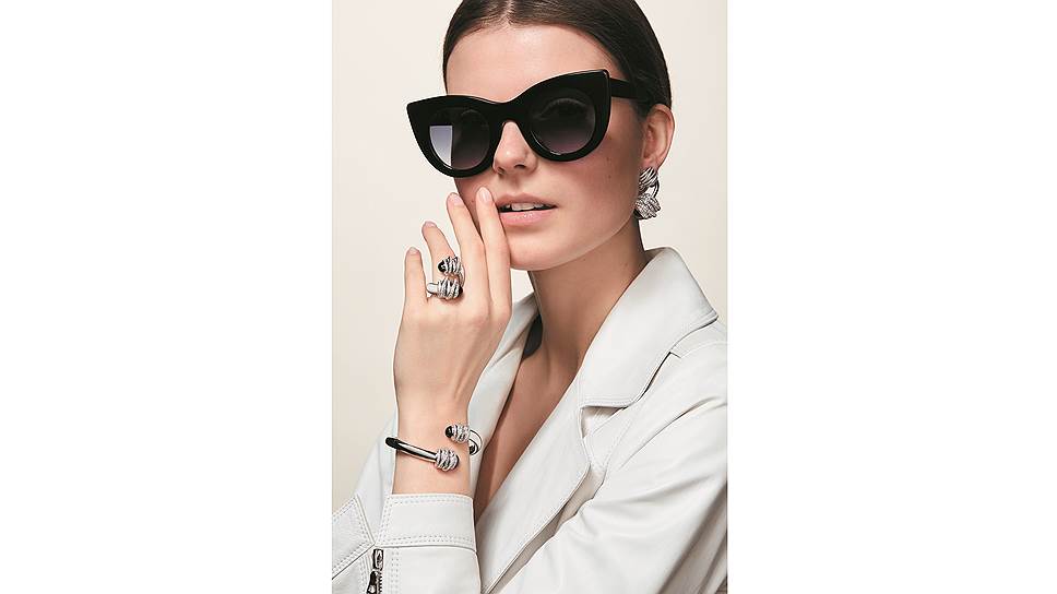 Серьги, кольцо и браслет Allegra Toi & Moi, белое золото, оникс, бриллианты