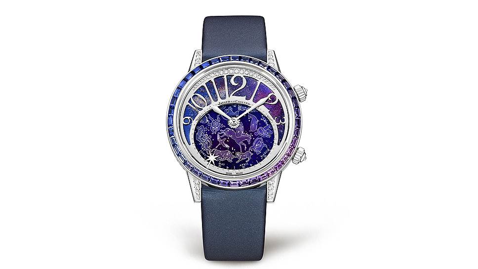 Jaeger-LeCoultre, Rendez-Vous Celestial, белое золото, ляпис-лазурь, эмаль, сапфиры, бриллианты, 37,5 мм, механизм с автоматическим подзаводом