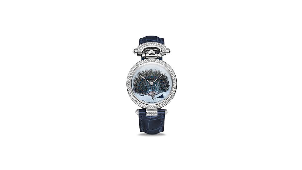 Bovet, Amadeo Fleurier Eventail, белое золото, бриллианты, перламутр, лак, 39 мм, механизм с автоматическим подзаводом