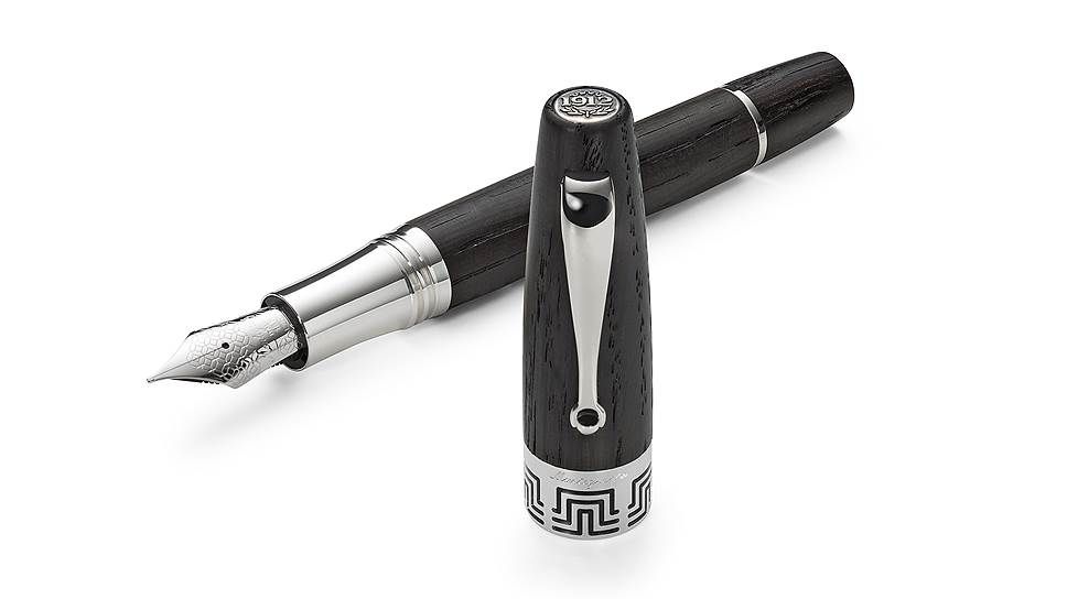 Montegrappa, перьевая ручка Extra Riverwood, мореный дуб, серебро, золото