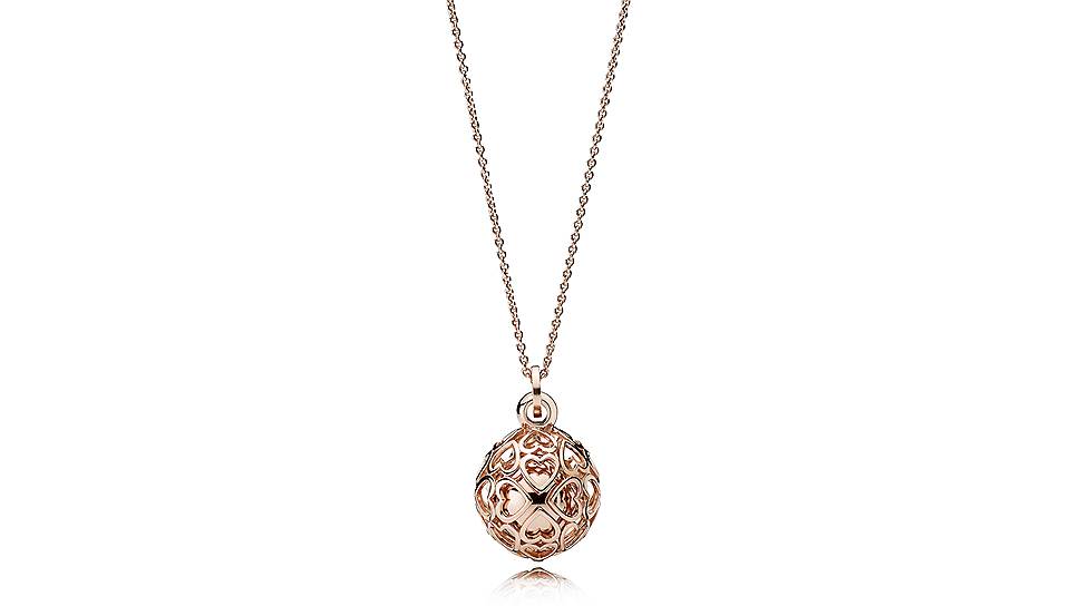 Подвеска "Гармоничные сердца", сплав PANDORA Rose