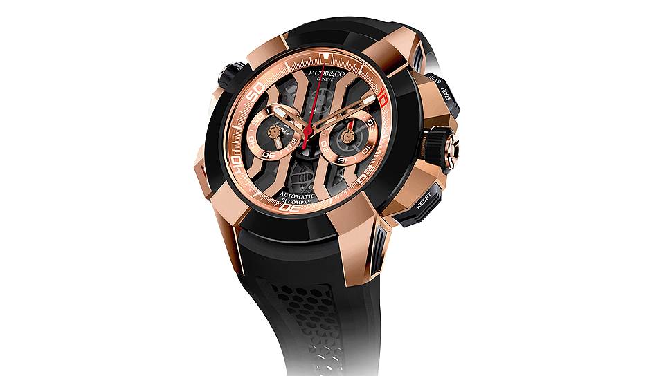 Jacob & Co, часы Epic X Chrono Luis Figo Limited Edition, розовое золото, 47 мм, механизм с автоматическим подзаводом 