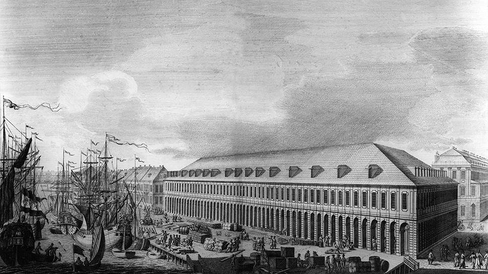 Старый Биржевой гостиный двор. Неизвестный художник XVIII века  
