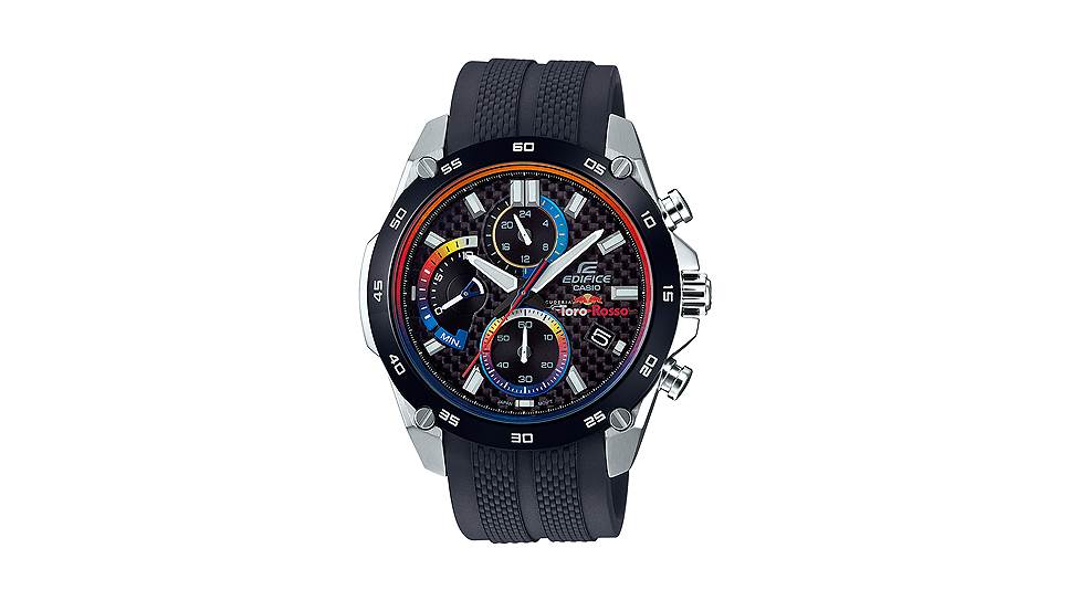 Еще в 2016 году компания Casio стала официальным партнером гоночной команды «Формулы-1» Scuderia Toro Rosso. Сейчас часовой бренд представляет новинки в коллекции металлических спортивных часов Edifice, созданных в сотрудничестве с гонщиками. Это лимитированная спортивная модель из серии EQB-500 с черным дисплеем на текстильном ремешке, хронограф из серии EFR-557 в стальном корпусе с синим безелем и новая модель из серии EQB-800. Часы в стальном корпусе, выполненном в цветах команды Scuderia Toro Rosso, дополнены карбоновым безелем, сапфировым стеклом и ремешком из нейлона Cordura.