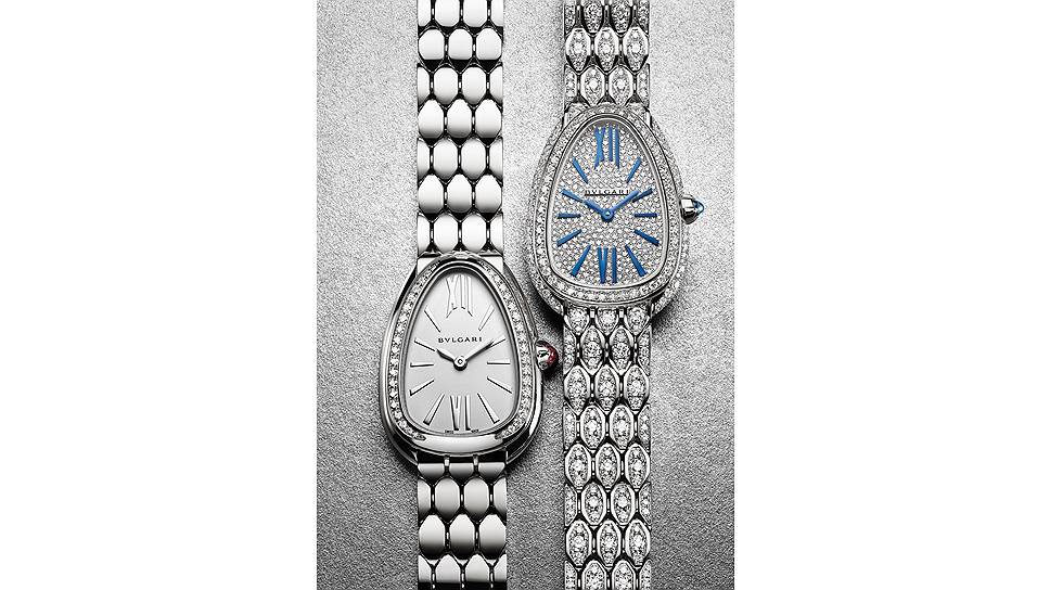 Bvlgari, Bvlgari Serpenti Seduttori, 33 мм, белое золото, рубеллит, бриллианты, персонализированный Bvlgari кварцевый механизм, браслет с шестигранными стилизованными звеньями