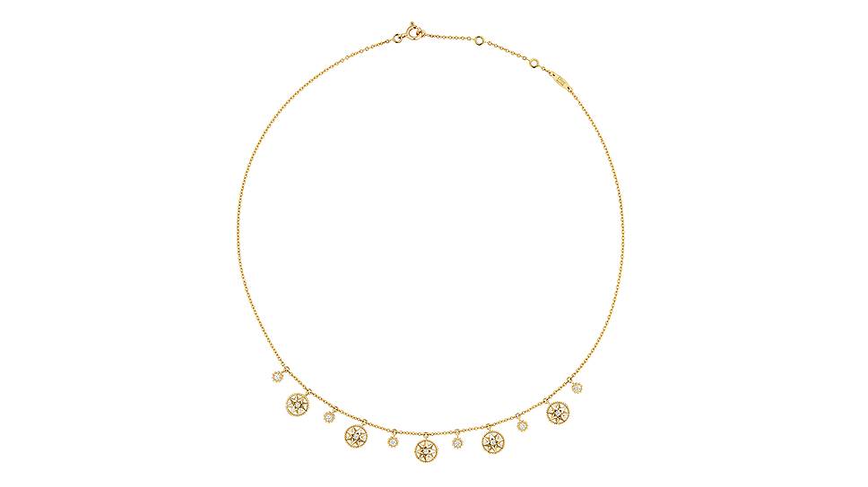 Колье Rose des Vents, желтое золото, бриллианты, перламутр