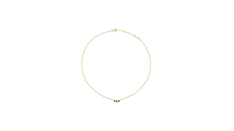 Колье Mimi Rose, желтое золото, изумруды