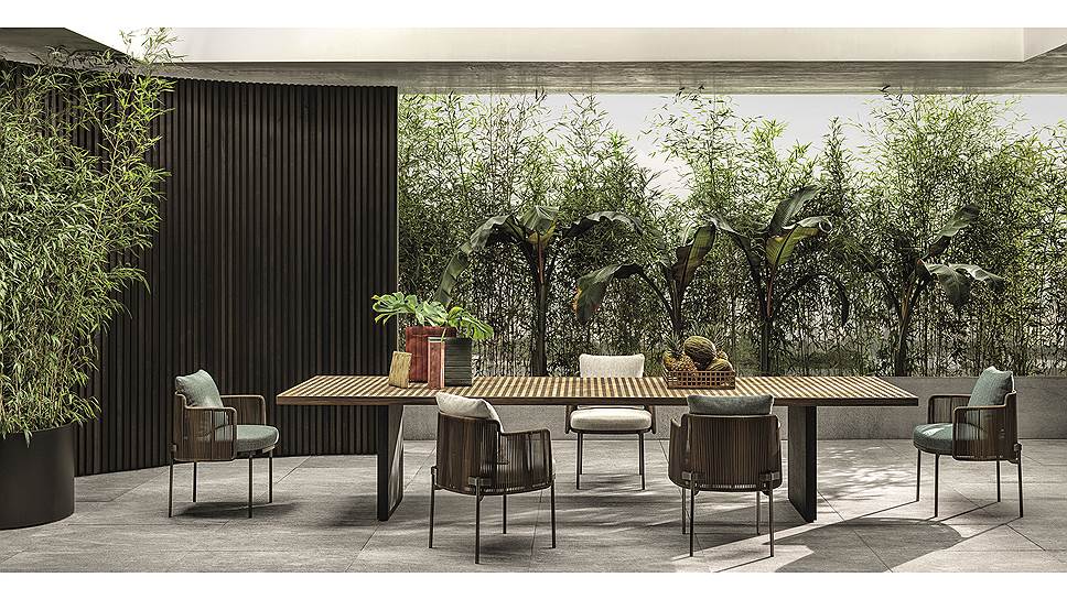 Мебель линии Quadrado легко узнать по решетчатой платформе, на которую опираются все элементы этой модульной системы. На столешницу, которая тоже представляет собой решетку, легко монтируются разные деревянные детали