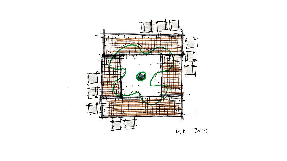 Эскиз мебели Quadrado бразильского архитектора и дизайнера Марсио Когана