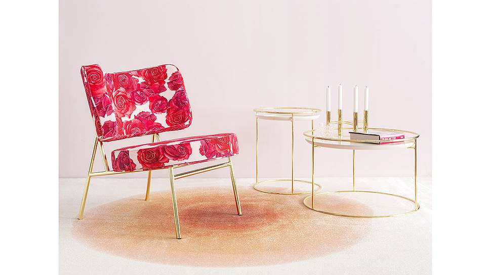 Кресло Calligaris Coco в обновленной обивке из бархата с принтом в виде роз
