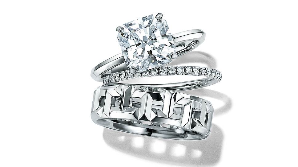 Набор колец Tiffany True, платина, белое золото, бриллианты