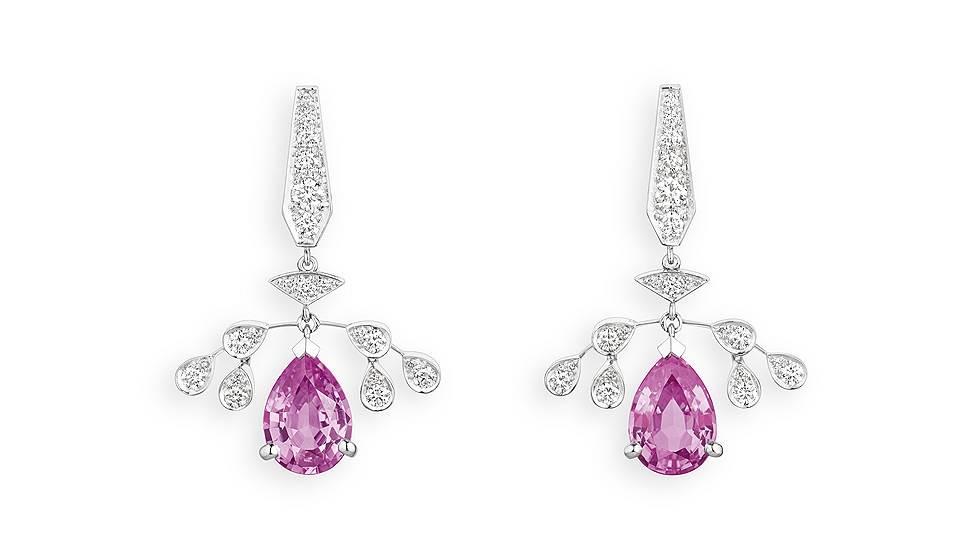 Chaumet, серьги Eclat Floral, белое золото, бриллианты, розовые сапфиры