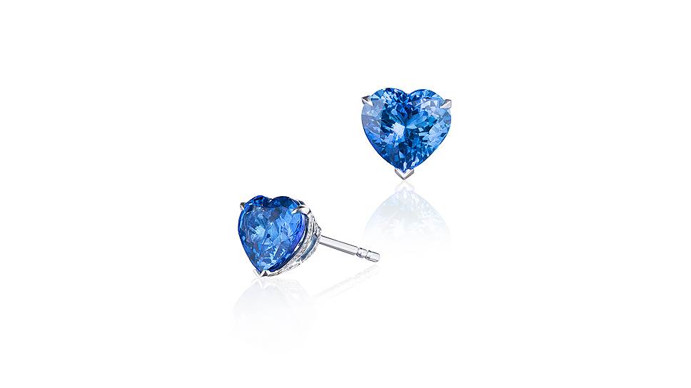Серьги Hеarts, белое золото, танзаниты, бриллианты