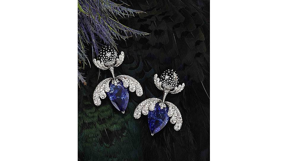 Серьги из белого золота с сапфирами и бриллиантами, Nicholas Lieou