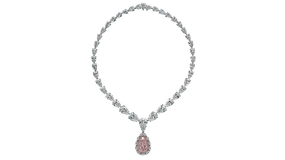 Колье из белого золота с розовым и белыми бриллиантами, Dehres