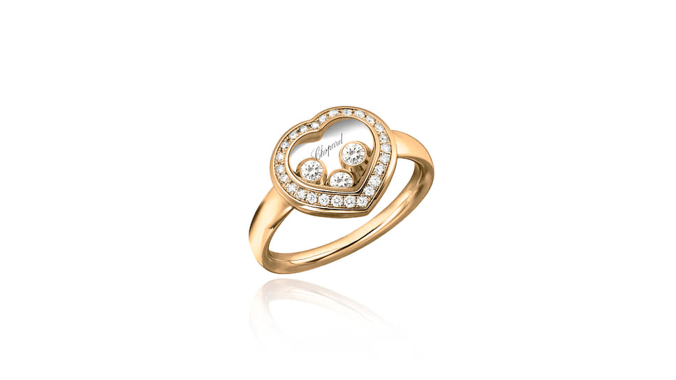 Chopard, кольцо Happy Diamonds, розовое золото, бриллианты 