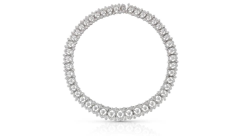 Buccellati, колье Ghirlanda, белое золото, бриллианты 