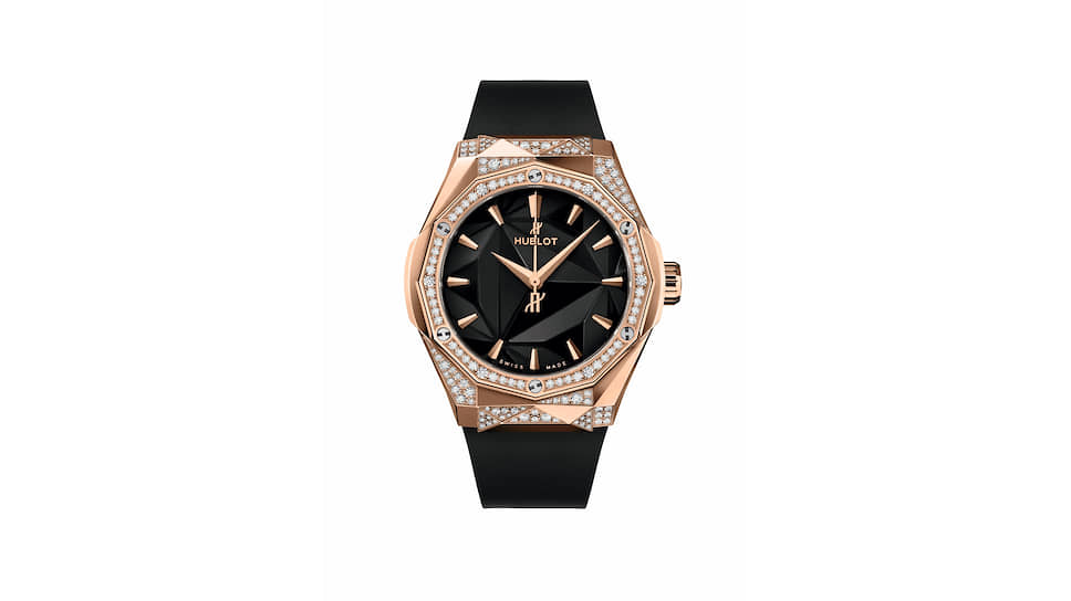 Classic Fusion Orlinski в корпусе из золота King Gold, 40 мм. Механизм HUB 1100, запас хода 42 часа,безель из золота King Gold, паве — 210 или 112 бриллиантов, ремешок из каучука