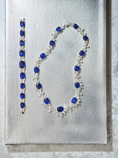 Harry Winston, браслет Incredibles, платина, сапфиры, бриллианты; Harry Winston, колье Incredibles, платина, сапфиры, бриллианты