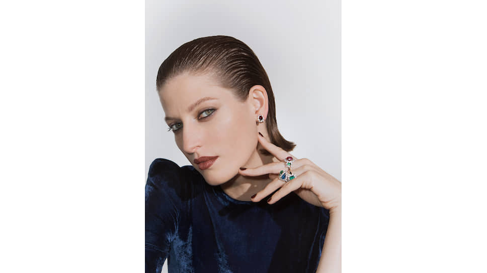 Christian Dior x Susan Caplan, серьги и кольца, родий, кристаллы, 1978 и 1981 год