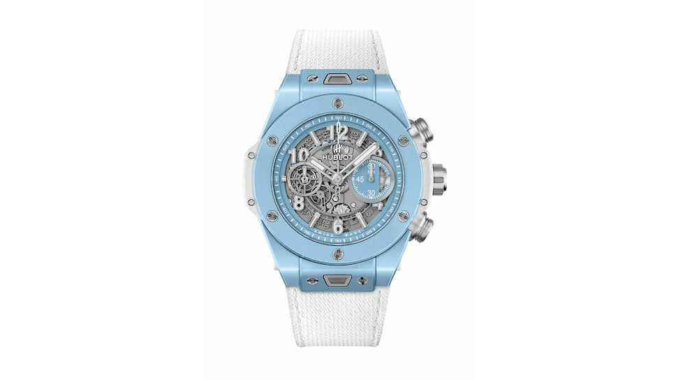 Hublot, часы Big Bang Unico Sky Blue, 45 мм, керамика, механизм с автоматическим подзаводом, запас хода 72 часа, водонепроницаемость 100 м