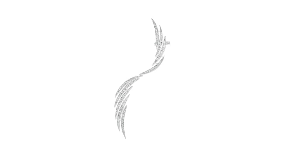 Серьга кафф Diamond Kurve, белое золото, бриллианты 