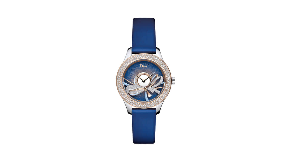 Dior Horlogerie, часы Grand Bal Ruban, 36 мм, сталь, розовое золото, бриллианты, механизм с автоматическим подзаводом, запас хода 42 часа 