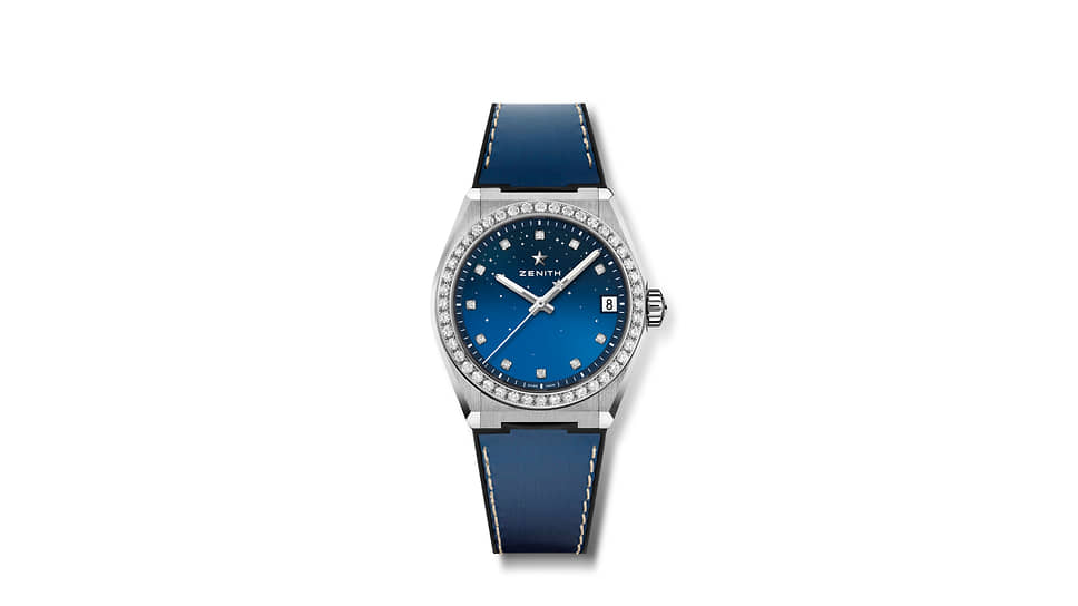 Zenith, часы Defy Midnight, 36 мм, сталь, бриллианты, механизм с автоматическим подзаводом, запас хода 48 часов 