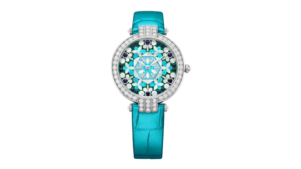 Часы Premier Kaleidoscope, 36 мм, белое золото, цветной перламутр, бриллианты, механизм с автоматическим подзаводом, запас хода 72 часа