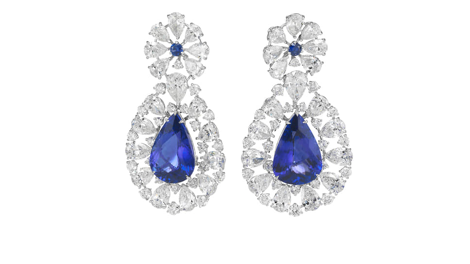 Серьги Red Carpet, Chopard, белое золото, танзаниты, бриллианты