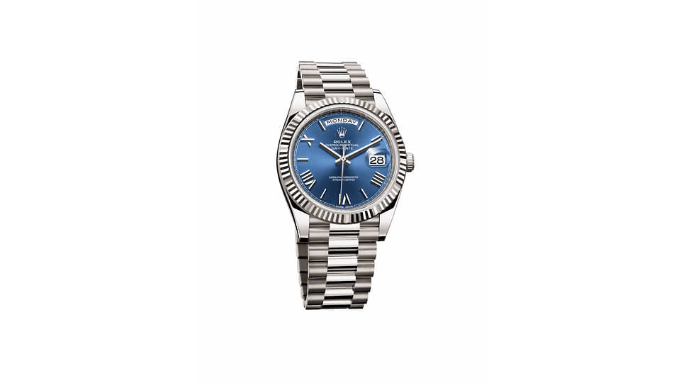Часы Day-Date, Rolex, 40 мм, белое золото, механизм с автоматическим подзаводом