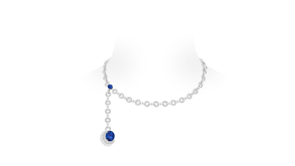 Колье Lune Bleue, Louis Vuitton, белое золото, сапфиры, бриллианты