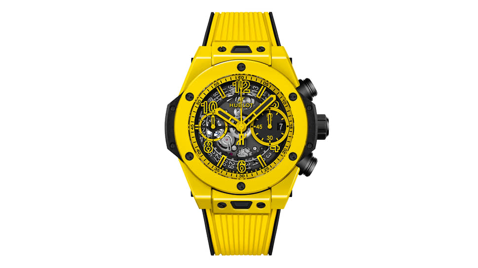 Hublot Big Bang Unico Yellow Sapphire, корпус 42 мм из полированной желтой керамики, мануфактурный автоматический хронограф Unico с функцией Flyback и колонным колесом