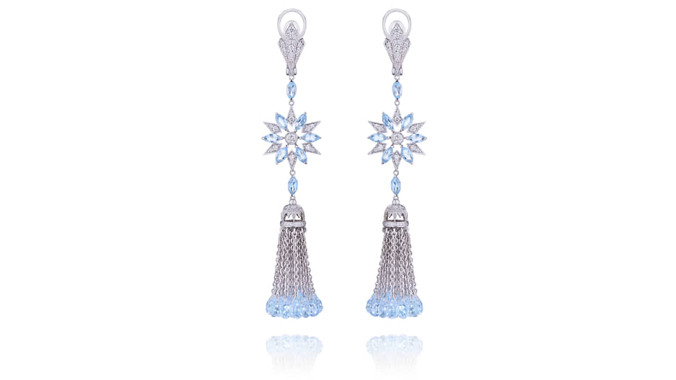 Серьги-кисти из белого золота с топазами Sky из коллекции Snow Cocktail Capsule Collection, Yana Jewellery 