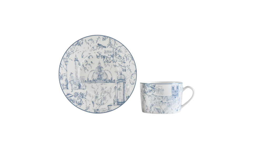 Чайная пара Bernardaud Tout Paris, фарфор 